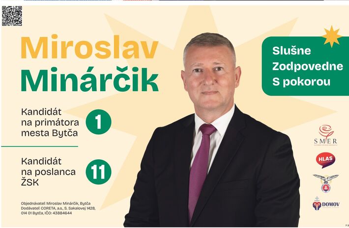 Miroslav Minárčik kandiduje na primátora Bytče aj poslanca ŽSK