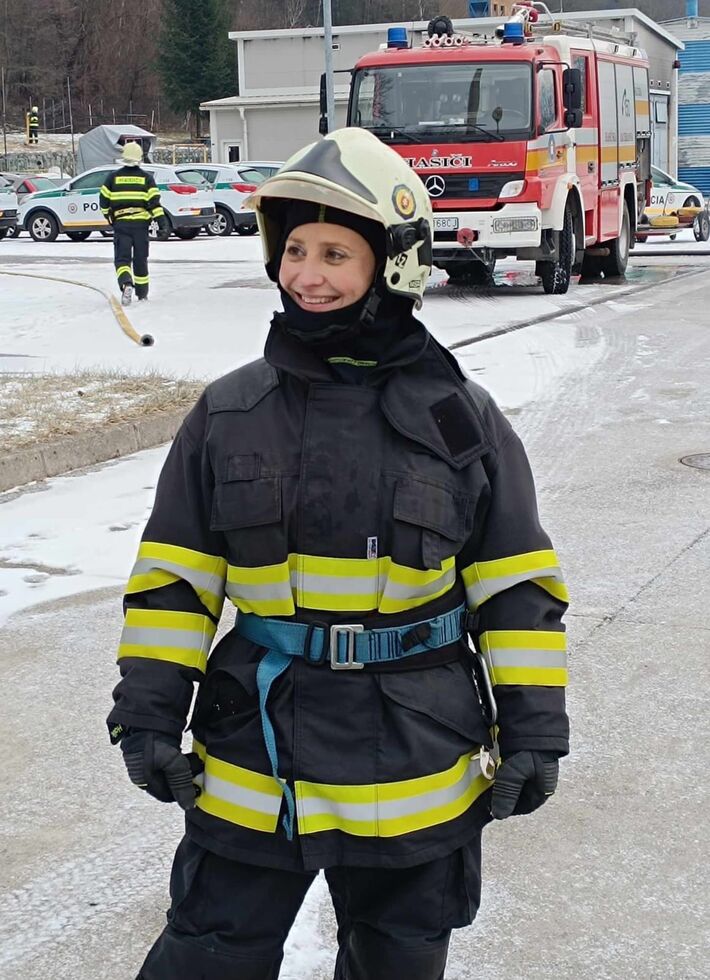 Mária počas základnej prípravy na Strednej škole požiarnej ochrany MV SR. 