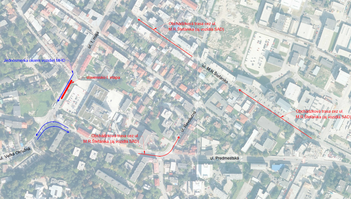 Mapa s obchádzkovými trasami