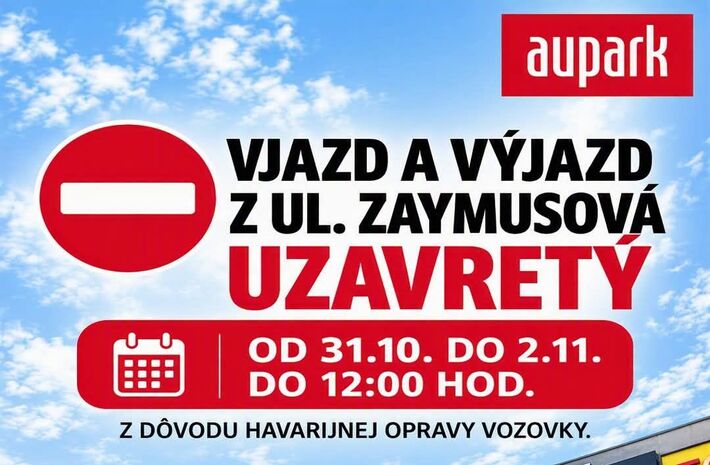 V Auparku Žilina uzavreli vjazd z Ulice Romualda Zaymusa 