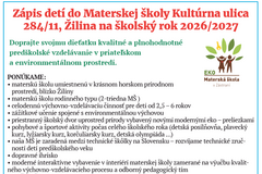 Materská škola v Zástraní pozýva na Deň otvorených dverí a zápis