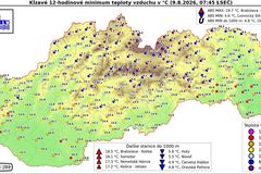 Najchladnejšia noc za dva týždne. Ráno prinieslo na Slovensko výrazné ochladenie