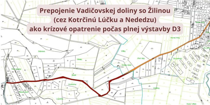 Navrhovaný dočasný tranzit pre obyvateľov z Vadičovskej doliny.